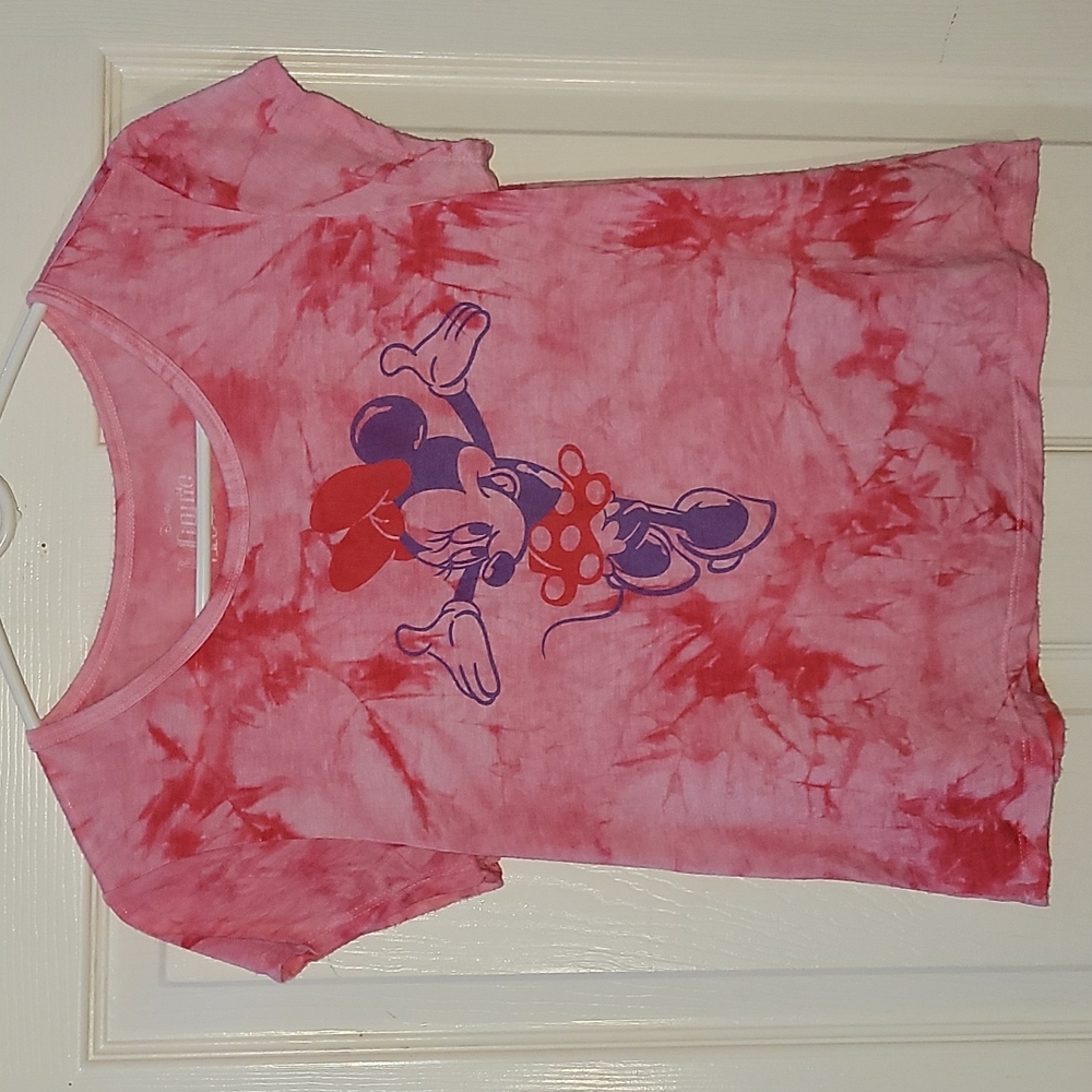 DISNEY'S Tie-Dye Minnie Mouse Short Sleeve Top Girl's Size L(10-12) - Picture 3 of 6
